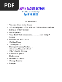 60th Birthday Program Flow