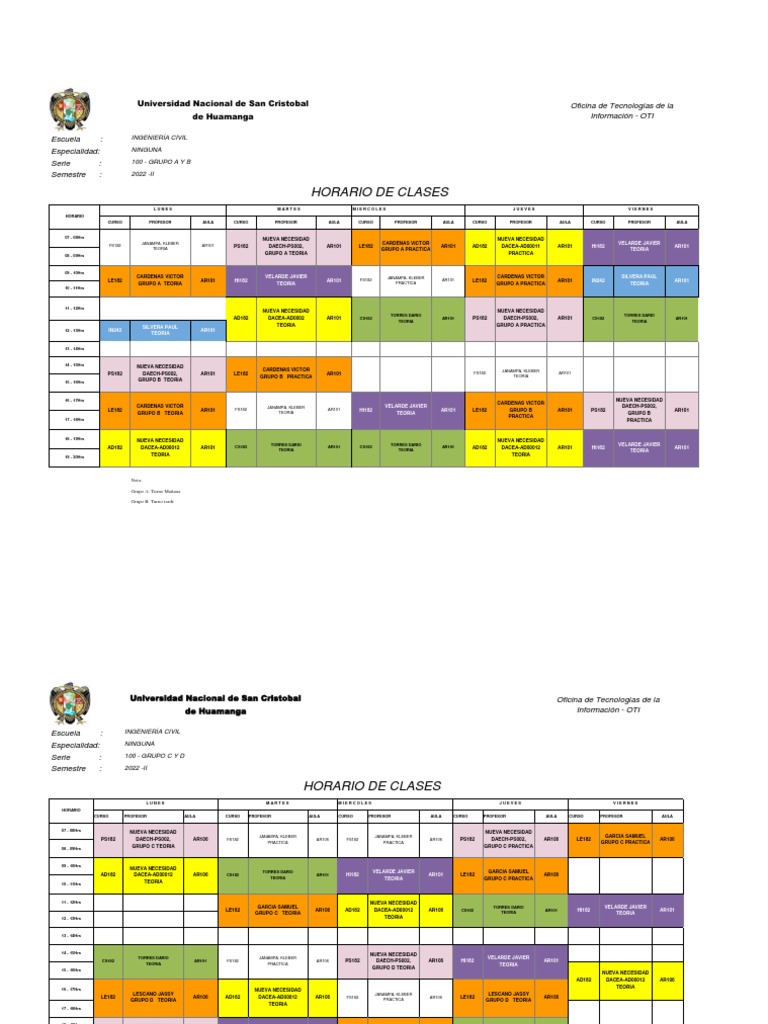 Horario Ingenieria Civil PDF Ingeniería
