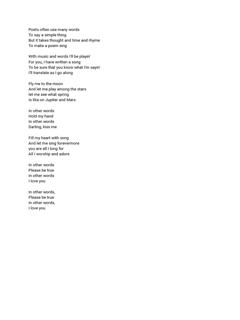 Fly Me To The Moon Parole | PDF