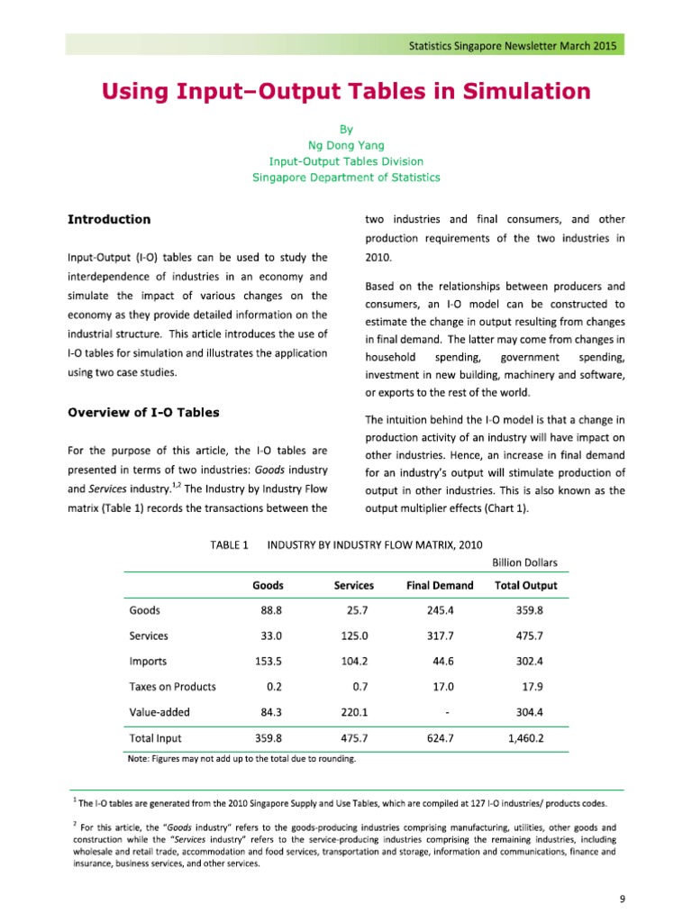 Using Input Output Tables in Simulation | PDF