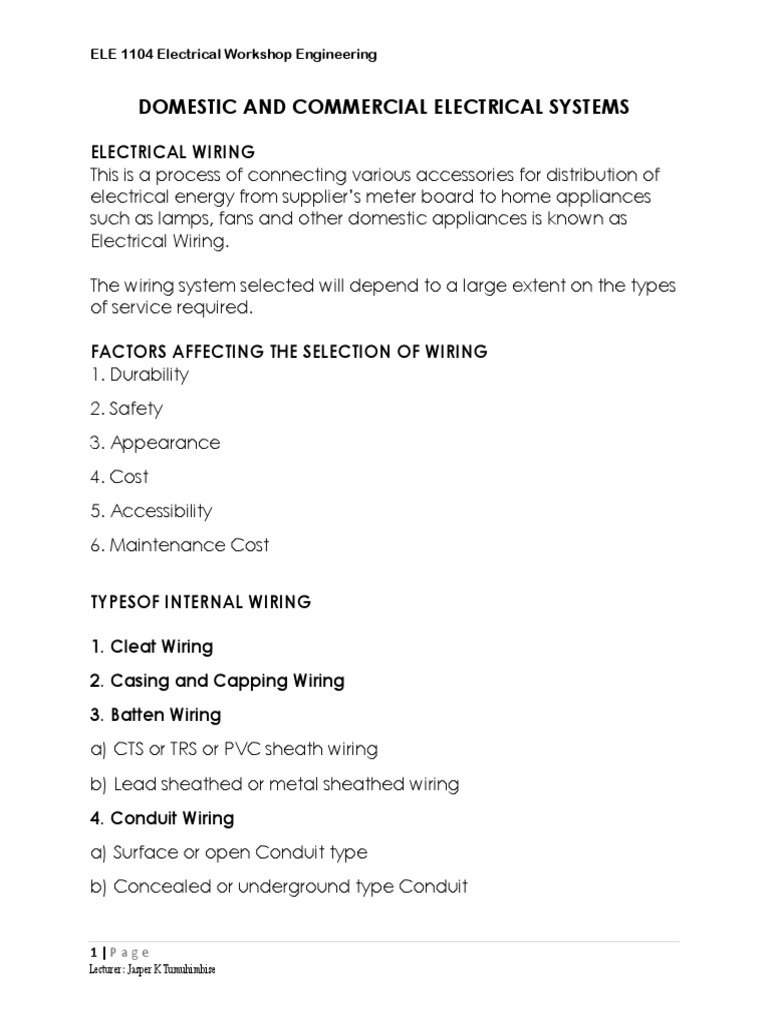Overview of Electrical Wiring Systems | PDF | Electrical Wiring | Civil ...