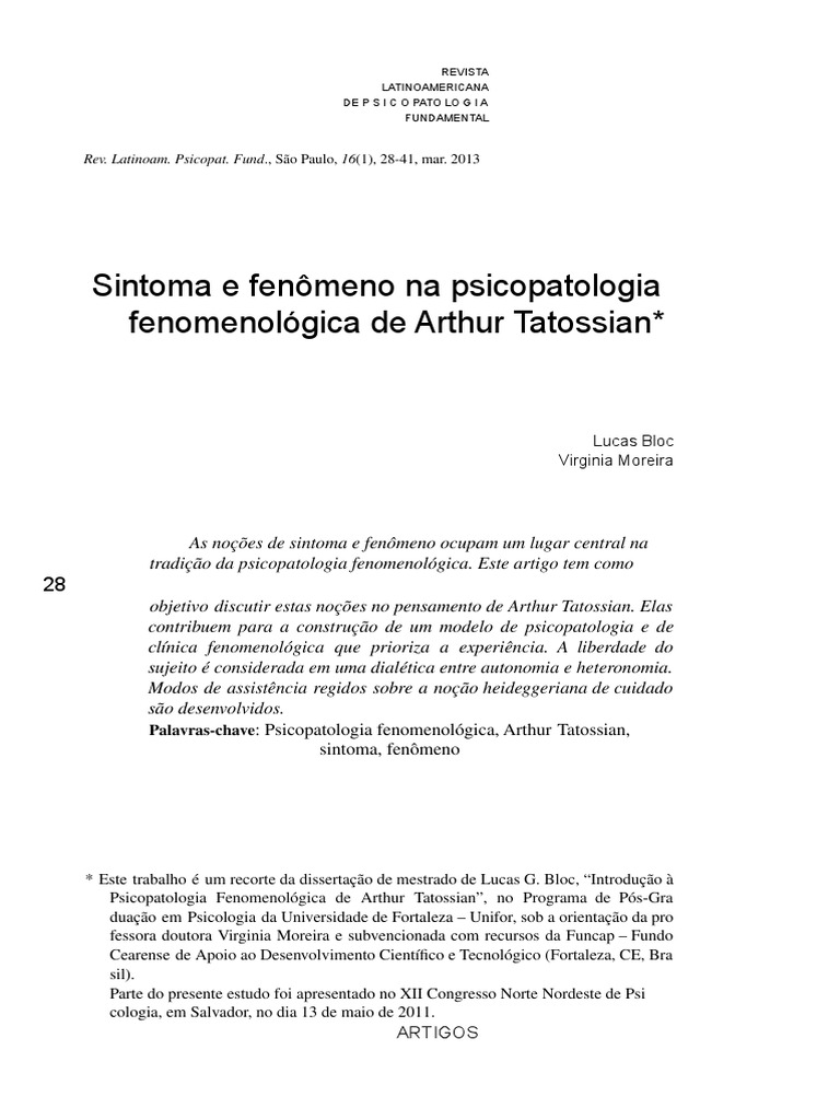Sintoma e Fenômeno Na Psicopatologia... | PDF | Fenomenologia ...