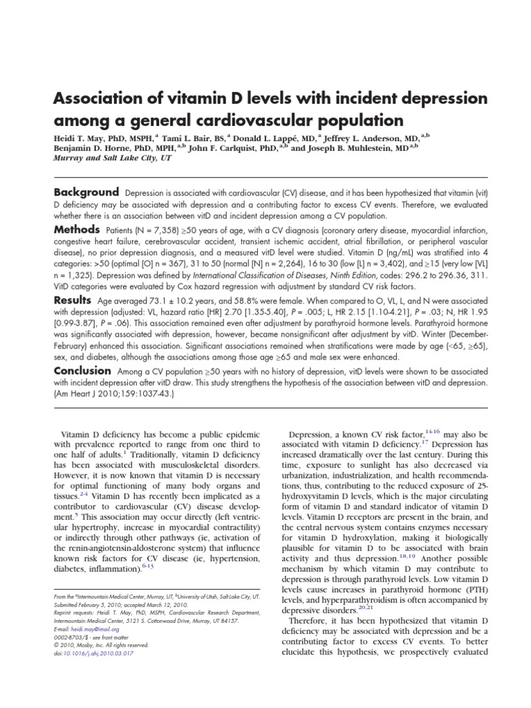 May 2010 PDF Vitamin D Major Depressive Disorder