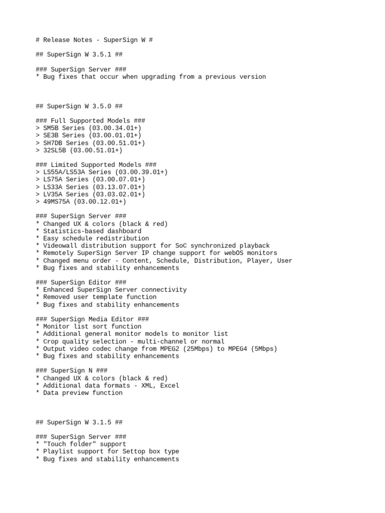 Supersign w v3 5 1 releasenotes pdf world wide web internet web