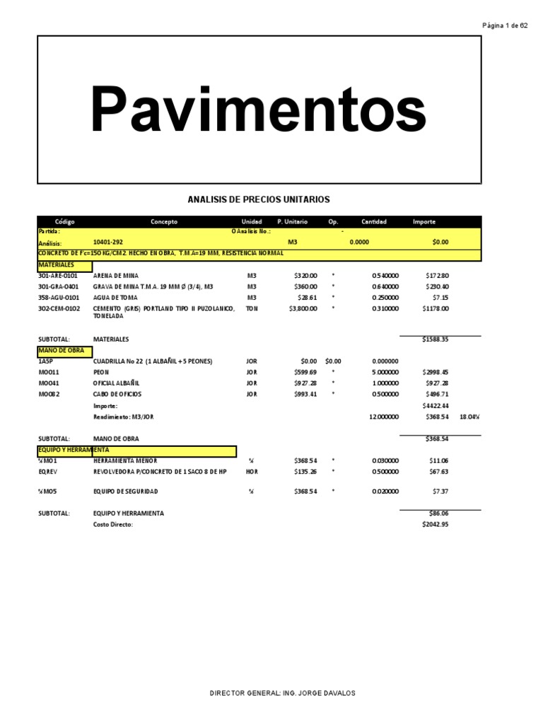Análisis de Costos: Barredora Roadtec CB100 | PDF | Materiales de ...