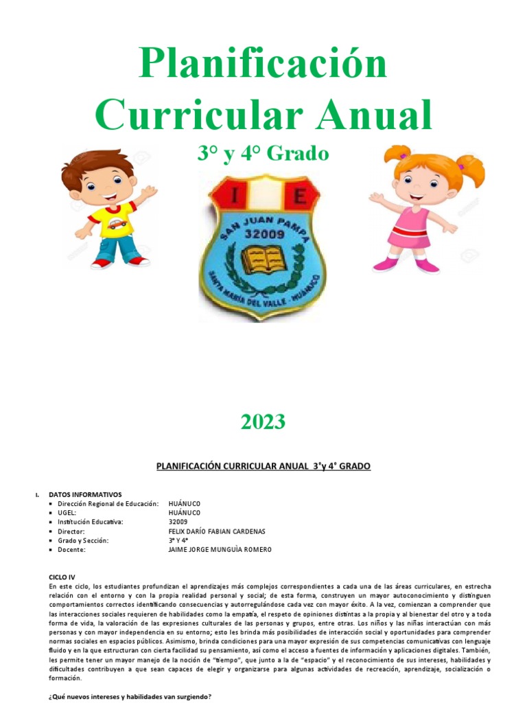 Planificación Curricular Anual 2023 | PDF | Estudios de idiomas extranjeros