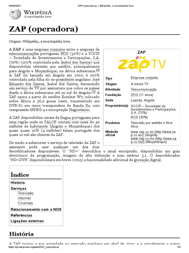 ZAP: Televisão e Internet em Angola | PDF | Engenharia de Transmissão ...