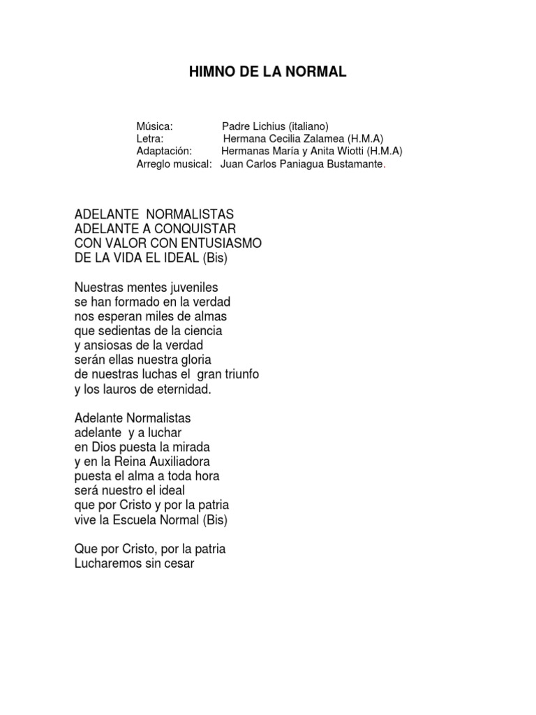 Letra del Himno de la Normal Superior | PDF | Historia