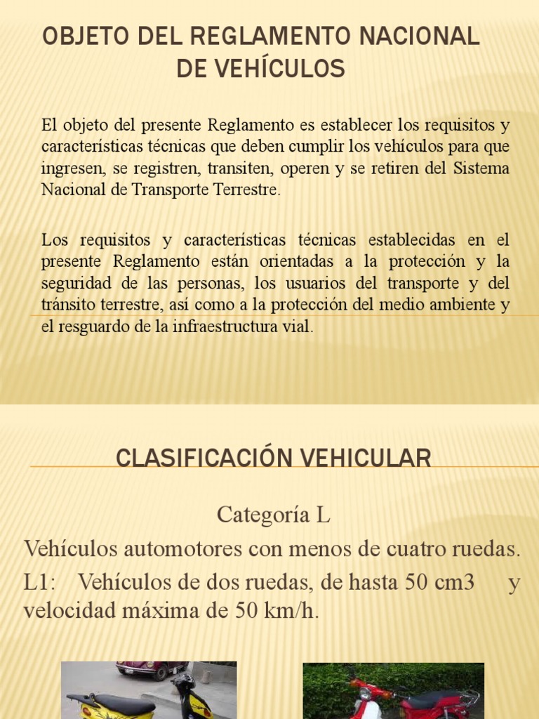 Reglamento Nacional de Vehiculos PDF Vehículos Tecnologías automotrices