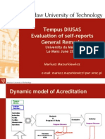 Tempus DIUSAS Evaluation of Self-Reports General Remarks: University Du Maine, Le Mans June 2011