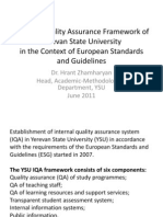 YSU Internal Quality Assurance Framework