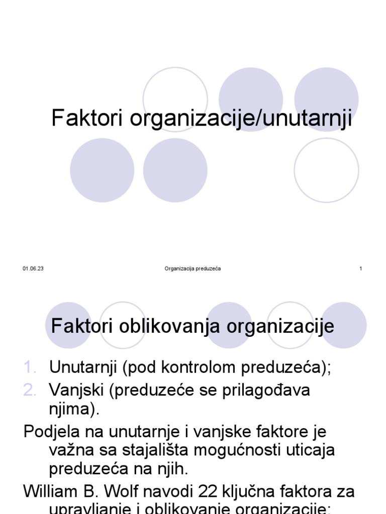 Unutarnji Faktori Organizacije | PDF