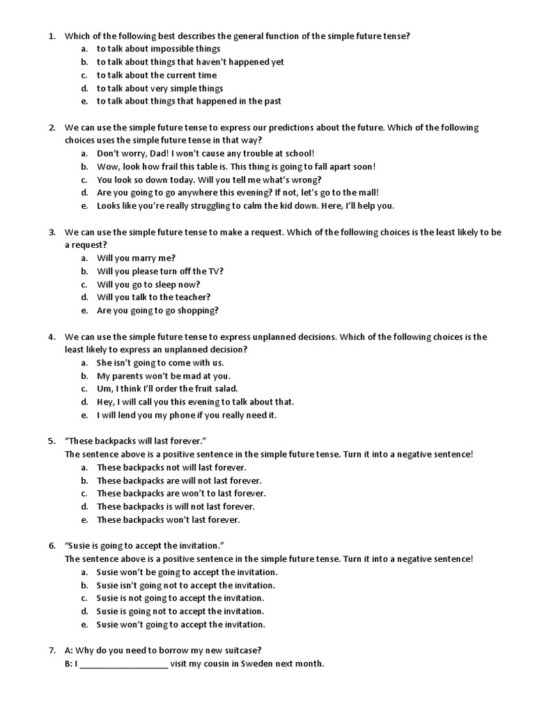 Simple Future Tense Pdf