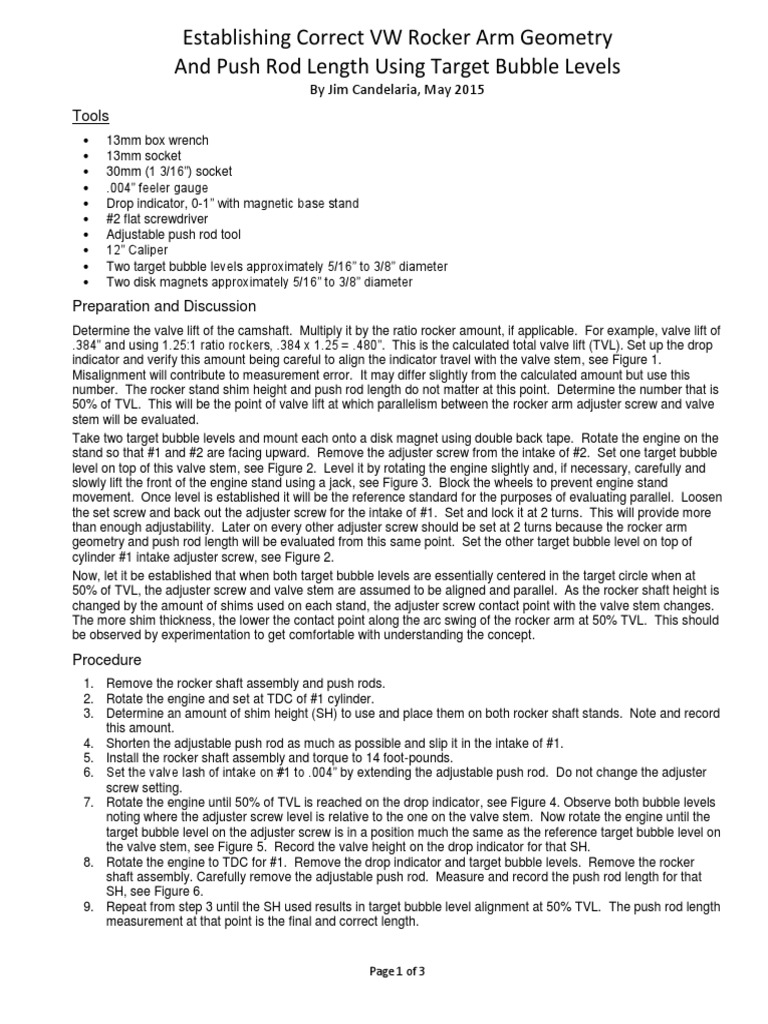 Rocker Arm Geometry and Push Rod Length Procedure PDF