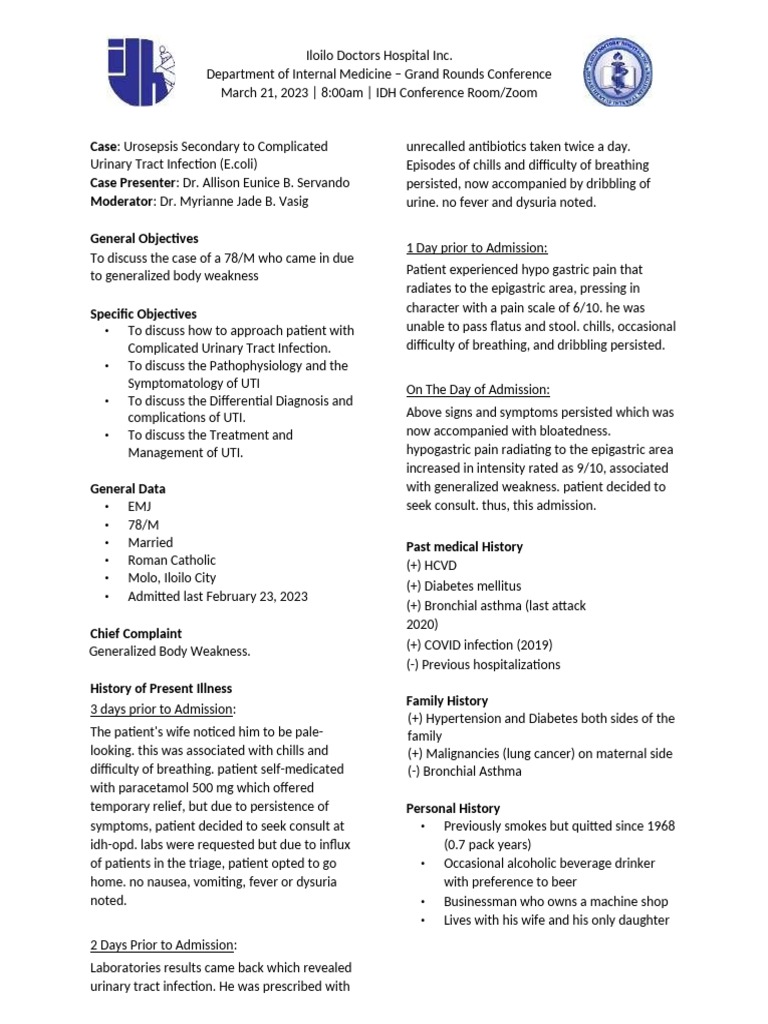 Grandrounds Protocol Servando PDF Urinary Tract Infection