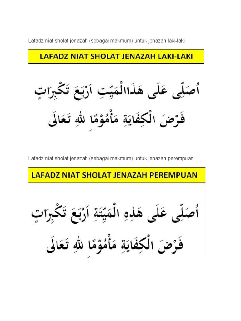 Niat Sholat Jenazah Laki-Laki dan Perempuan | PDF