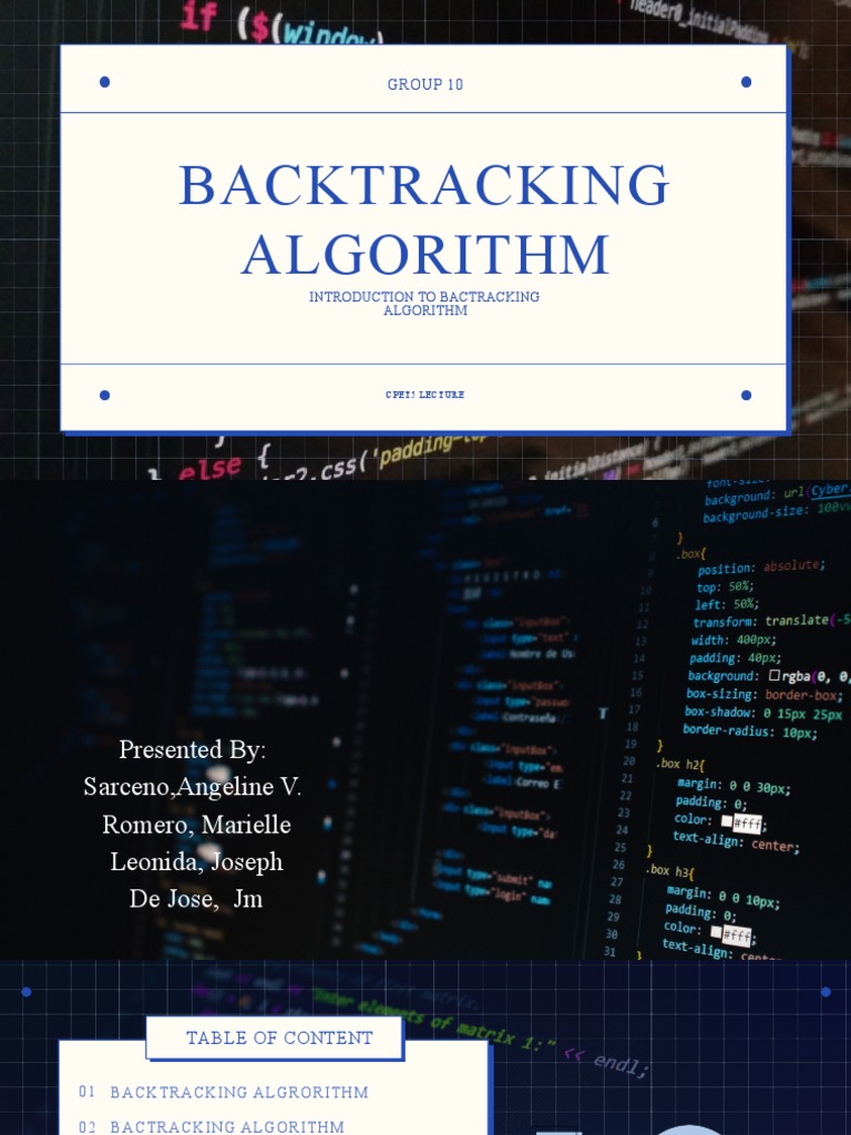 Backtracking Algorithm: Group 10 | PDF | Combinatorics | Mathematical ...