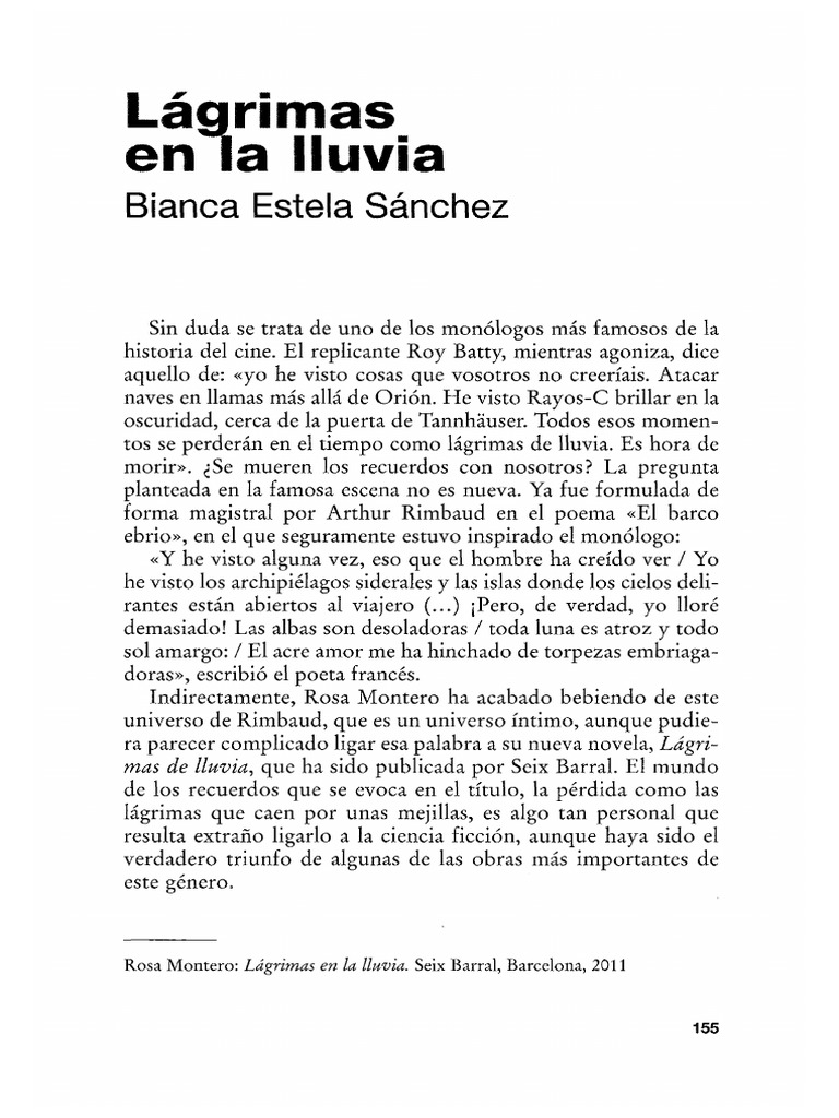 Lagrimas en La Lluvia Resena PDF