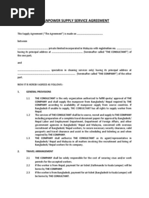 Manpower supply service agreement