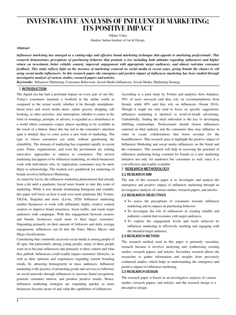 Nikhar Vohra - Academic Research Paper - Paper | PDF