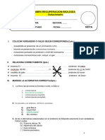 BIUOLOGIA Solucionario 4to SEC EXAMEN RECUPERACION