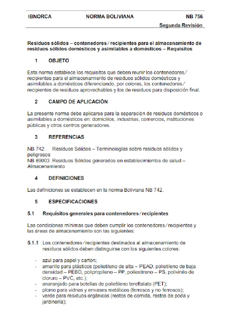 NB 756 RRSS Contenedores recipientes para RSD | PDF