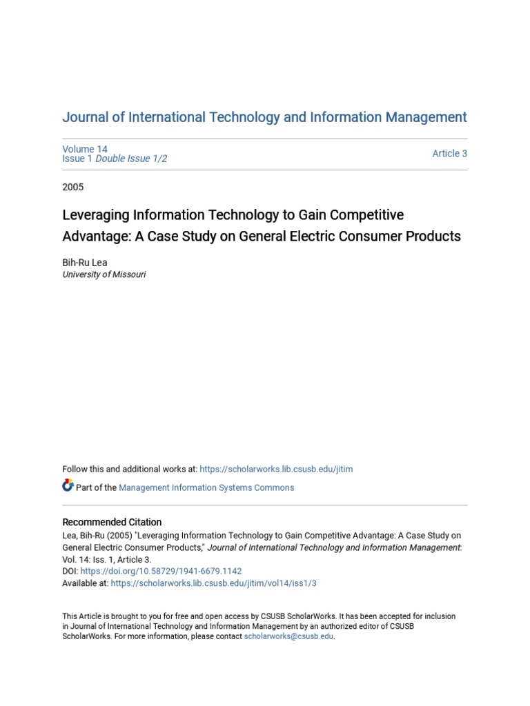 A Case Study On General Electric Consumer Products Download Free PDF