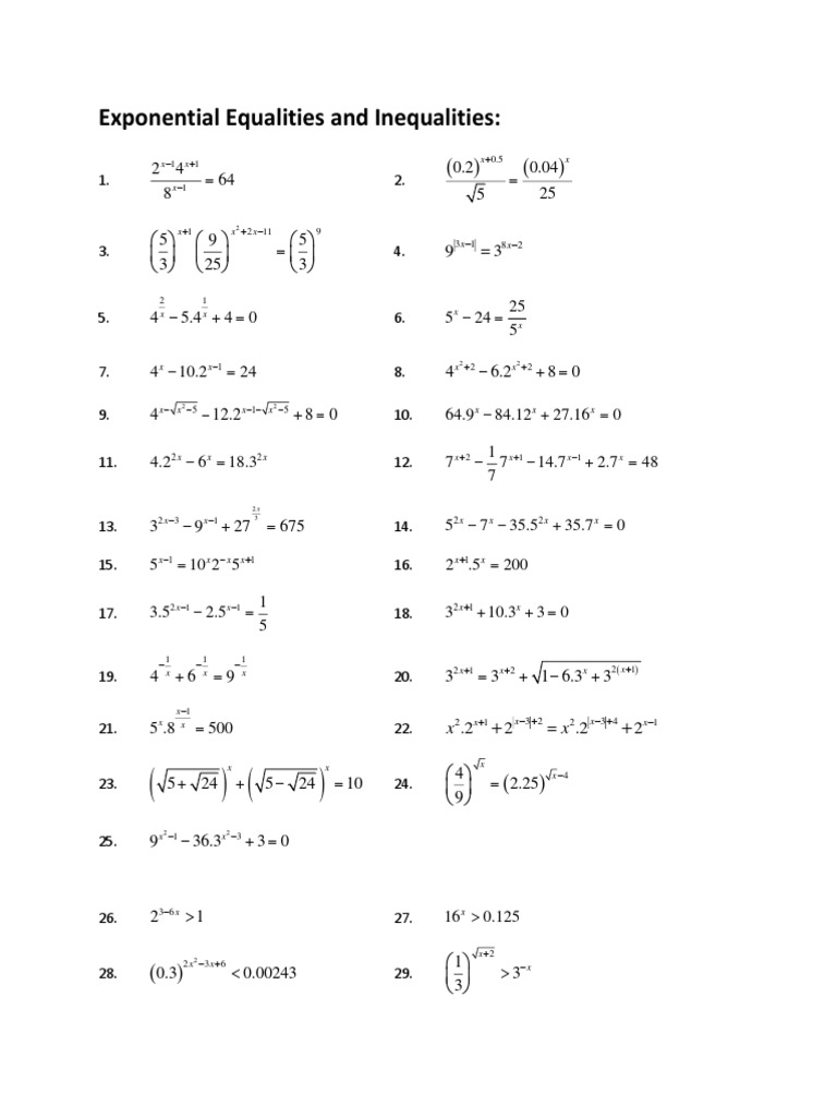 Exponential Function Sheet | PDF