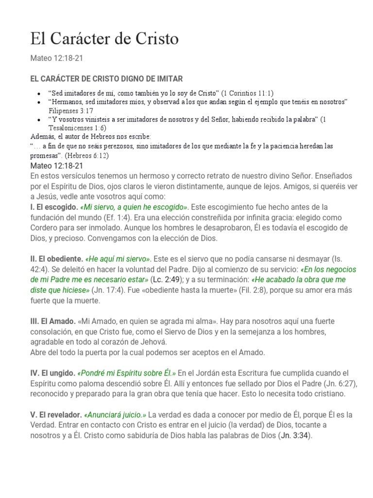 El Carácter de Cristo | PDF | Jesús | Cristo (título)