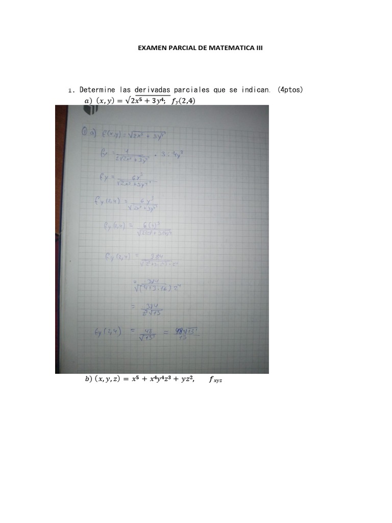Examen Parcial de Matematica Iii | PDF