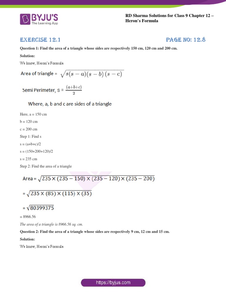Class 9 Chapter 12 Exercise 12.1