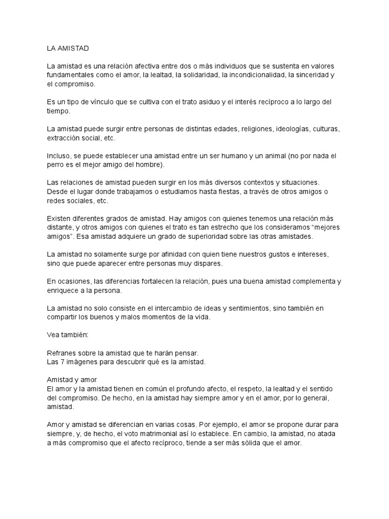 Documento Sin Título-1 | PDF | Amor | Amistad