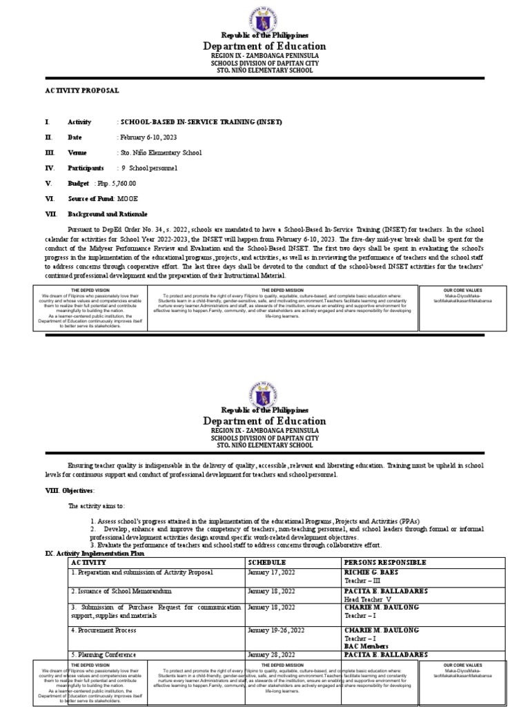 Activity Proposal Midyear INSET | PDF
