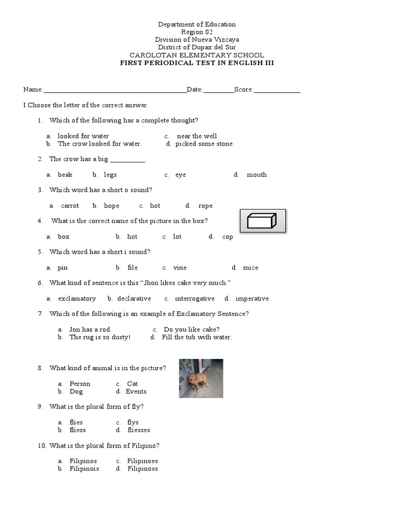 G-3 Test Paper 1st grading with TOS | PDF