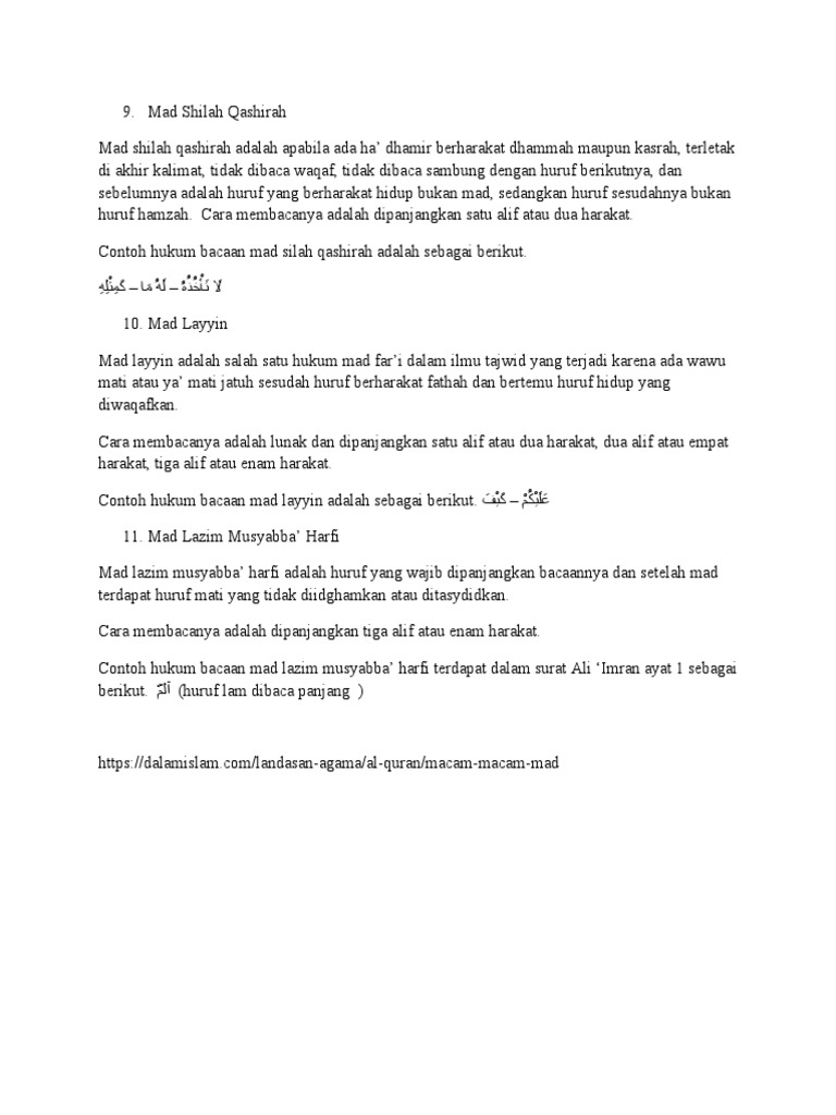 Contoh Mad Shilah Qashirah Dalam Al Quran