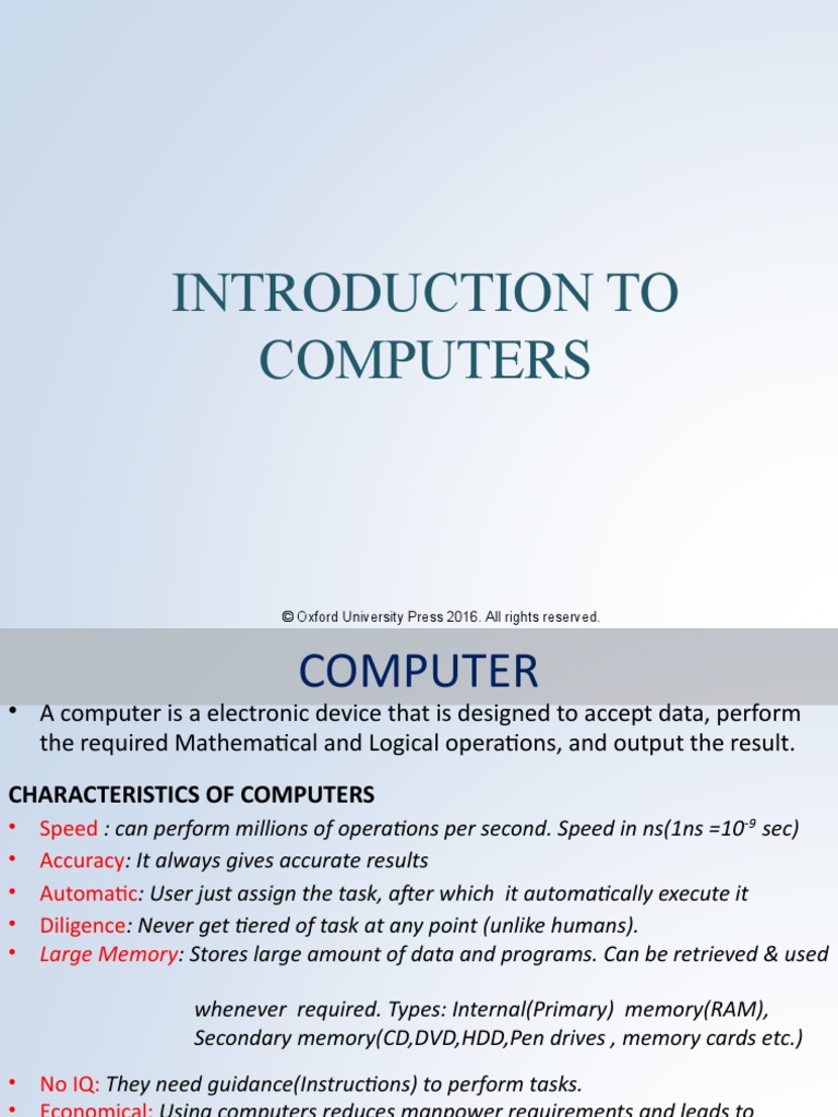 Chapter 1 Introduction To Computers | PDF