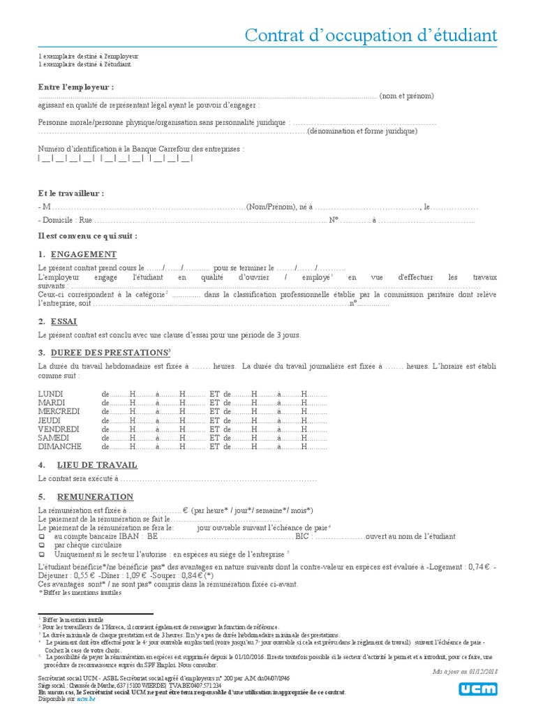 Contrat Étudiant | PDF | Finance et gestion monétaire | Droit