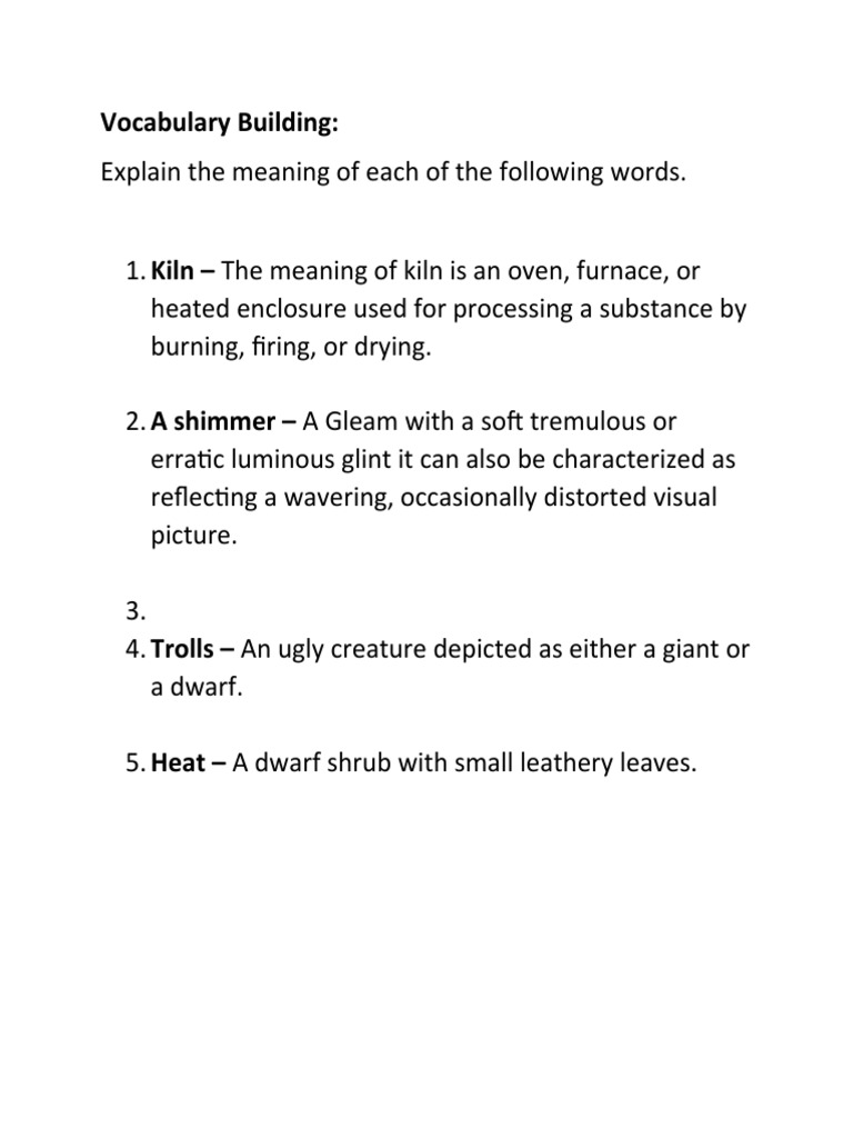 Charcoal Burner's Son Vocabulary Building PDF