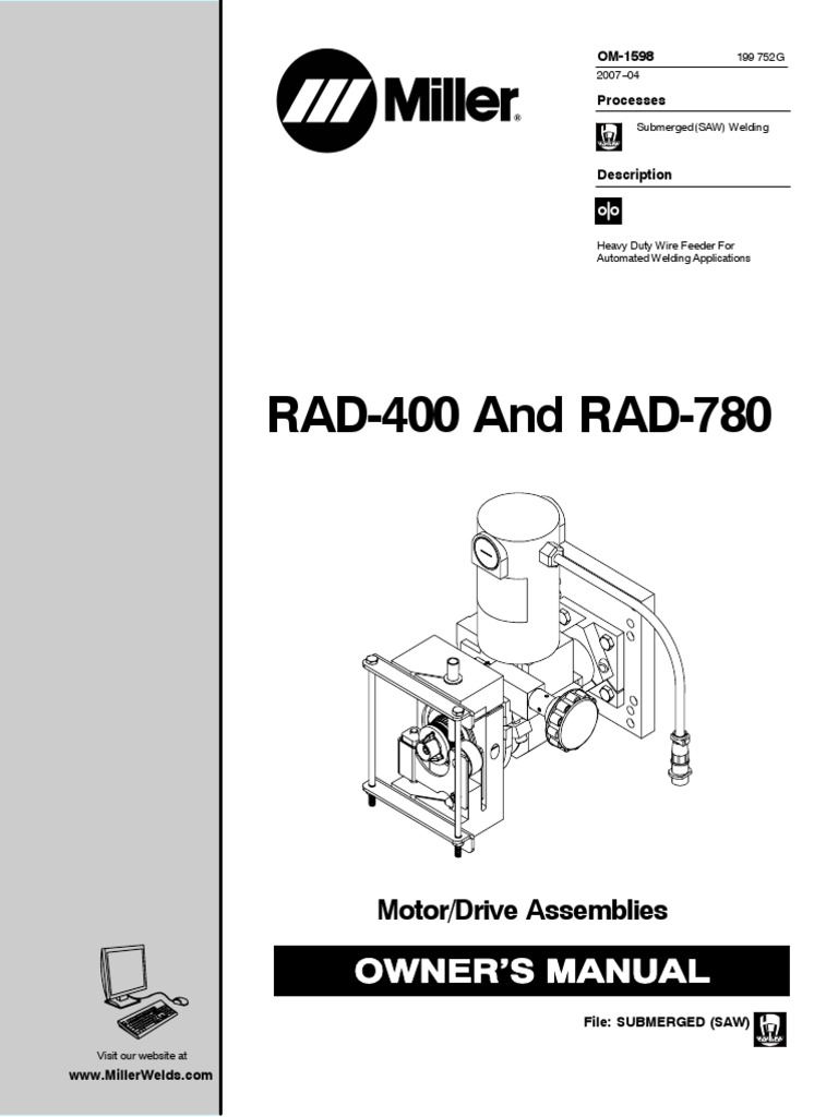 RAD-400 and RAD-780: Motor/Drive Assemblies | PDF | Welding | Construction