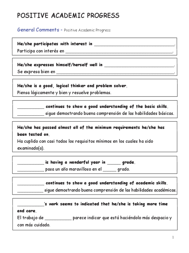 Positive Academic Progress Report | PDF | Cognition | Cognitive Science
