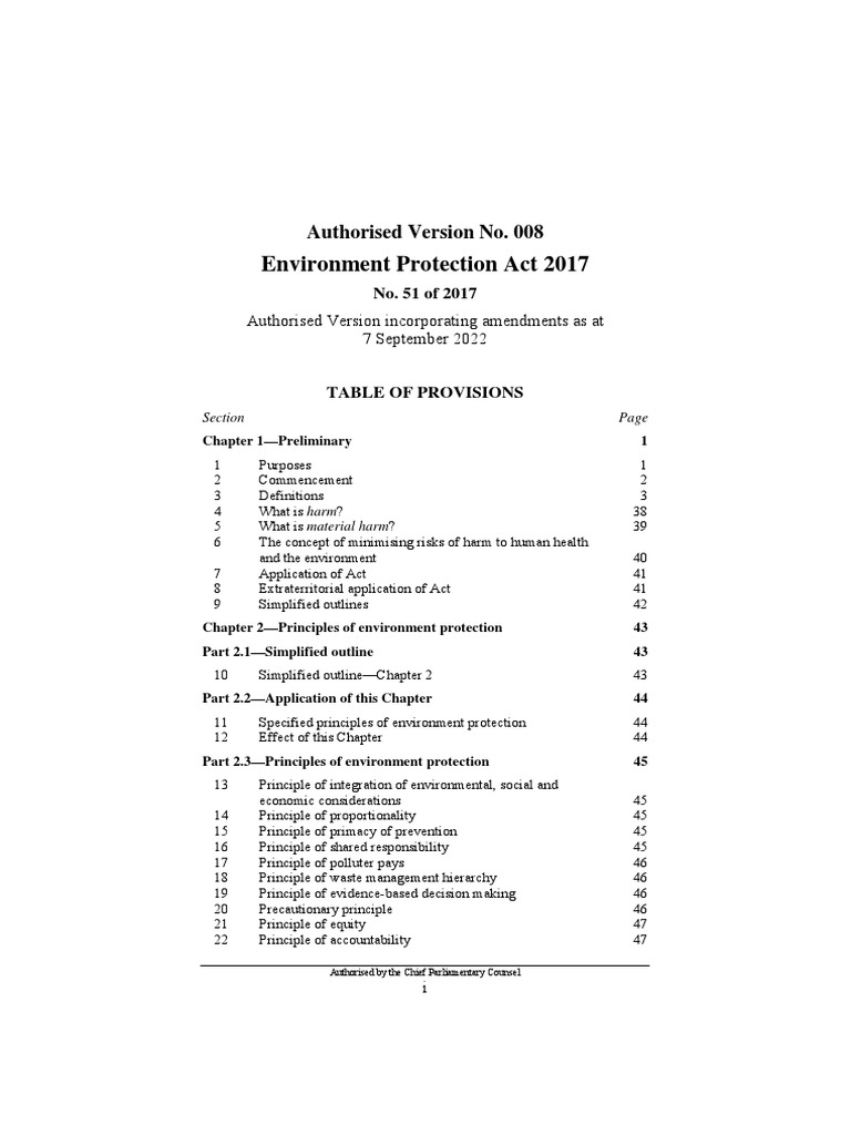 Environment Protection Act 2017 Overview | PDF | Technology & Engineering