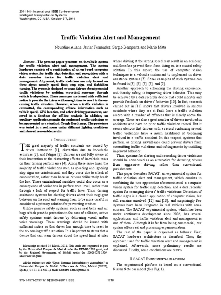 Traffic Violation Alert and Management PDF Traffic Traffic Collision