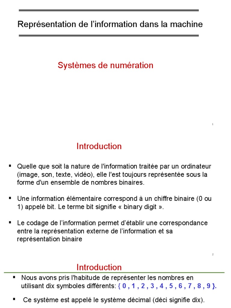 Chapitre 1 Représentation | PDF