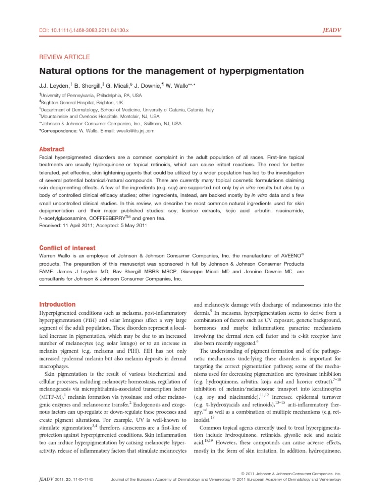 Natural Options For The Management Of Hyperpigmentation Pdf