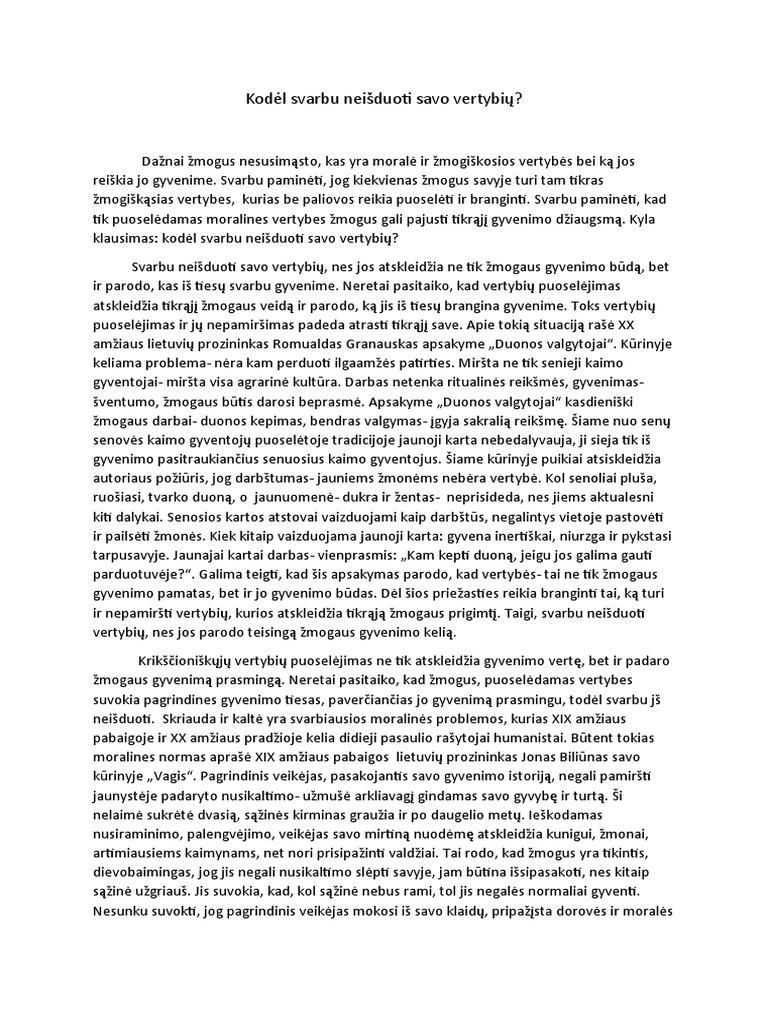 Kod l Svarbu Nei duoti Savo Vertybi Granauskas Bili nas PDF