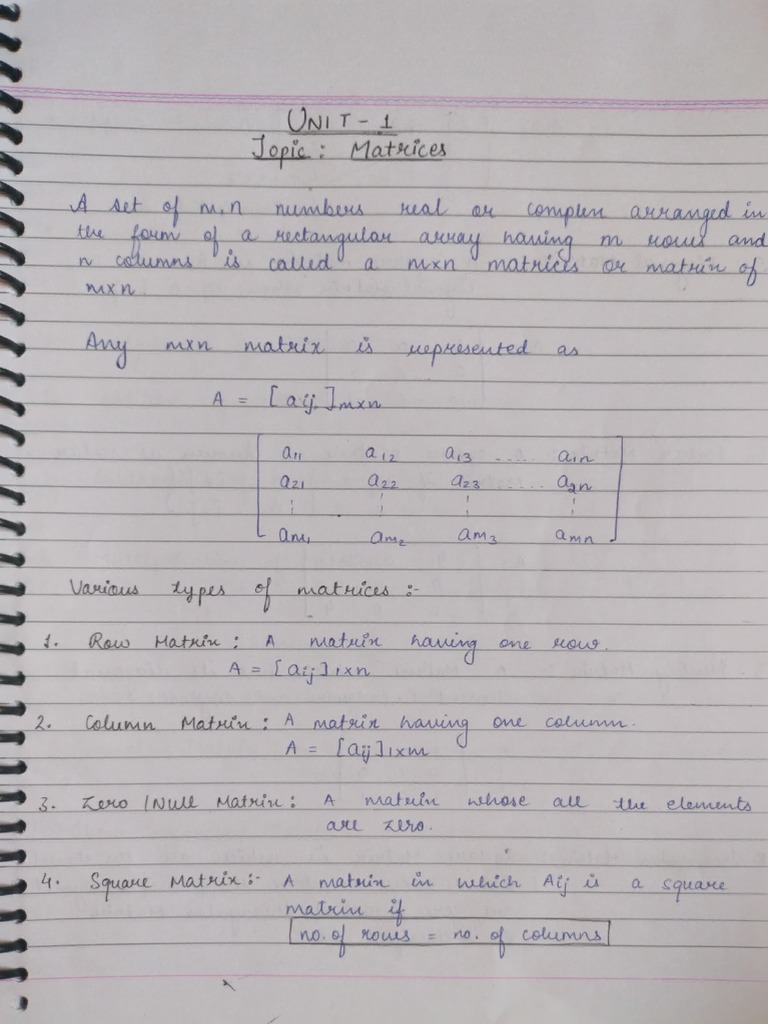 Unit 1 Maths Matrices | PDF