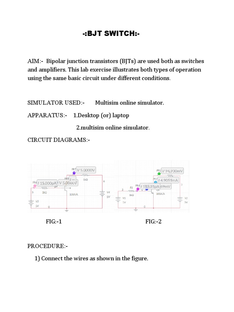 BJT SWITCH experiment PDF