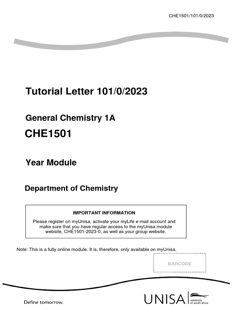CHE1501 General Chemistry Overview 2023 | PDF | Chemical Bond ...