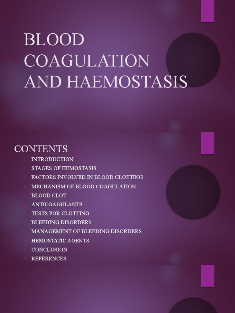 Blood Coagulation and Hemostasis Overview | PDF | Coagulation | Platelet