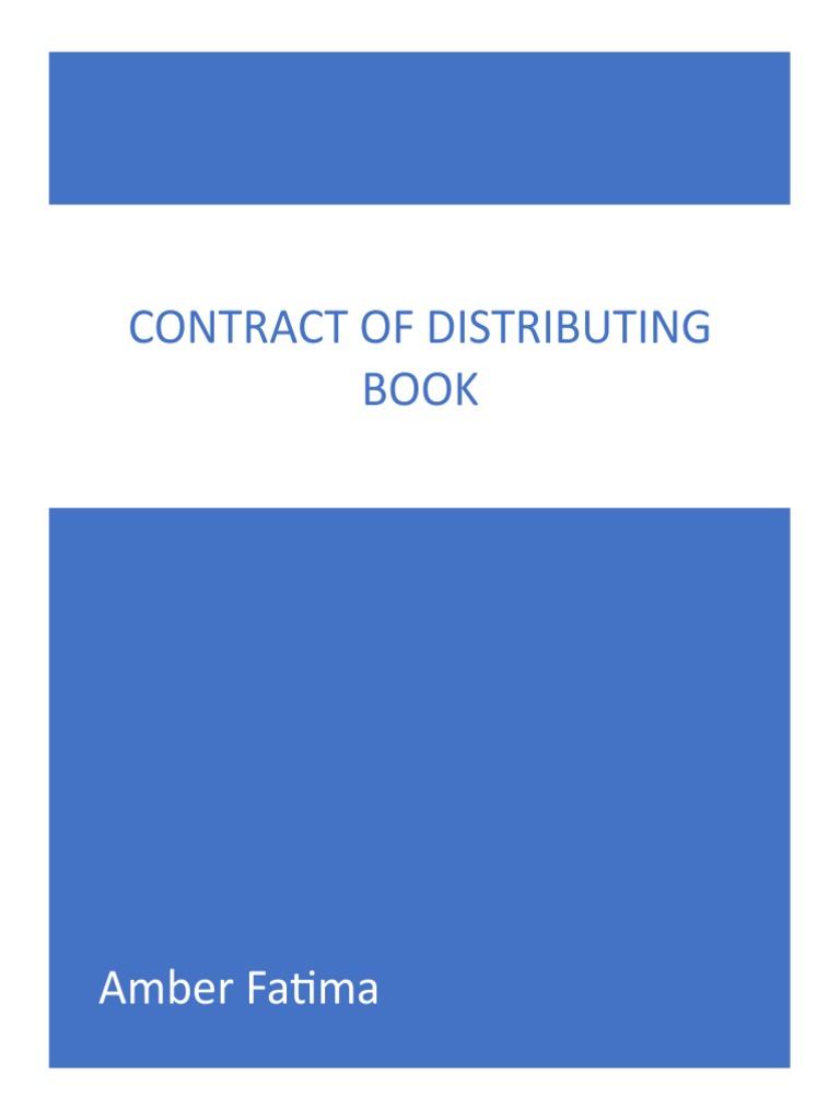 CONTRACT FOR Distributing OF BOOK PDF